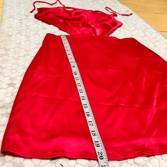 Verdusa Women's Pink Draped Cut Out Crisscross Tie Backless Satin Dress Size M - Picture 11 of 13